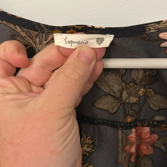 Soprano Pink and Black Smocked Wrap Dress with V-Neck - Picture 2 of 3